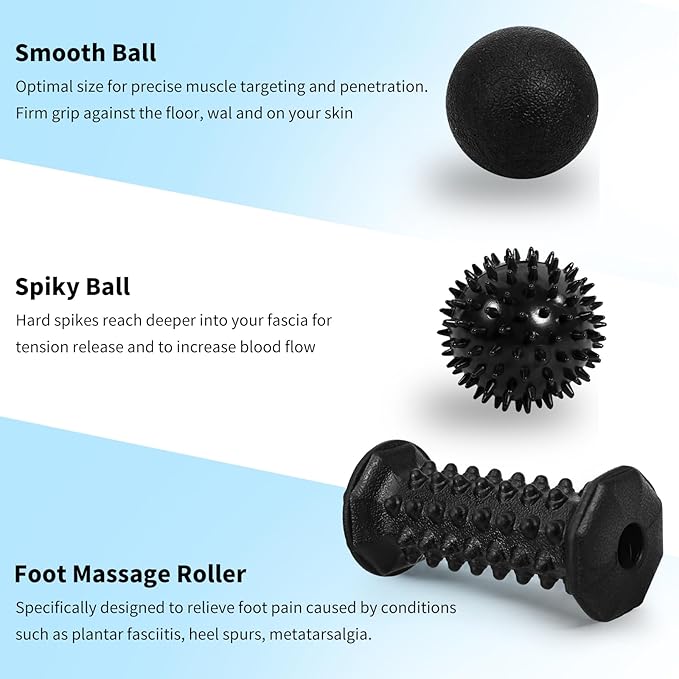 Plantar Fasciitis Relief,Foot Roller Massager,Massage Lacrosse Ball,Spiky Ball Therapy Set for Relieve Plantar Fasciitis,Foot Arch and Heel Pain,Neuropathy Pain Relief Feet,Deep Tissue Muscle Massage