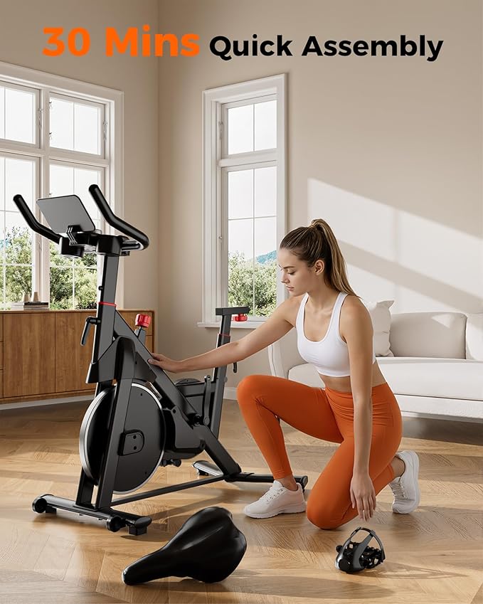 SupeRun Magnetic Exercise Bike for Home, Stationary Bikes Indoor Cycling with 32-Level Resistance, Adjustable for Users 5'1" to 5'11" & 300lbs Capacity