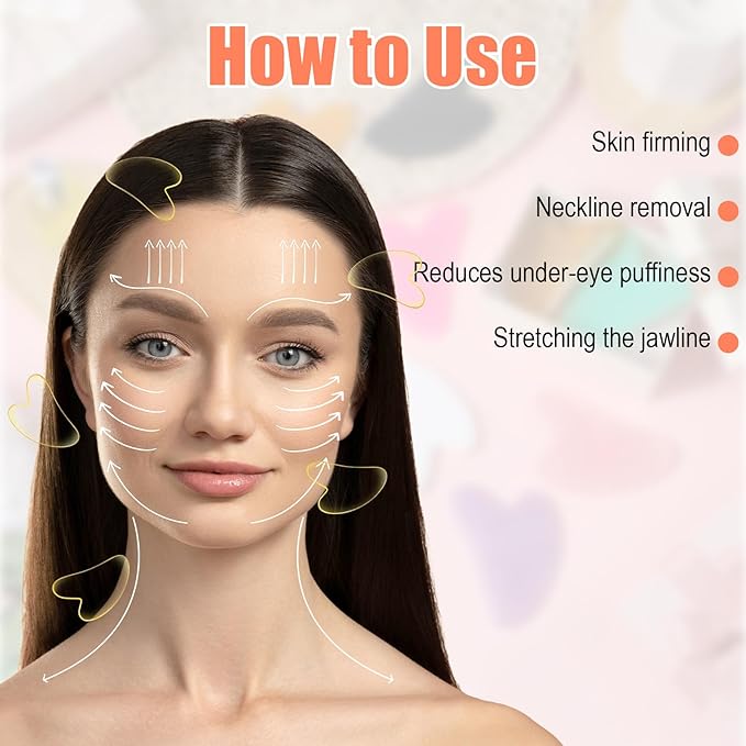 24 Pcs Gua Sha Facial Tool Resin Facial Massage Tools Heart Shaped Gua Sha Stone Guasha Board for Face Body Skin Massage Spa Acupuncture Prevent Wrinkles (12 Colors)