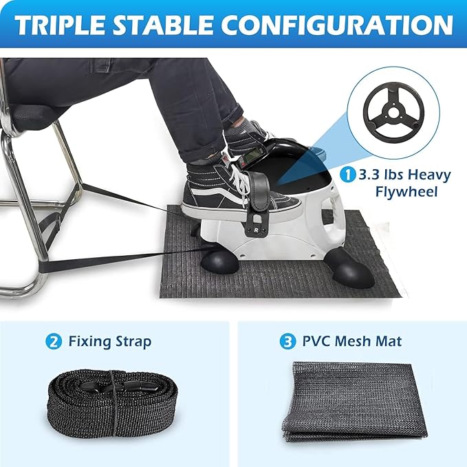 TABEKE Under Desk Bike Pedal Exerciser - Mini Exercise Bike for Arm/Leg Exercise, Pedal Exerciser for Seniors with LCD Display