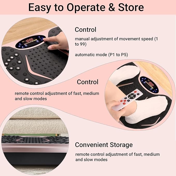 MAMIZO Vibration Plate Exercise Machine, Full Body Workout Shake Board Vibrate Platform for Lymphatic Drainage Weight Loss, with Loop Bands & Remote, Workout Equipment for Home Women Men
