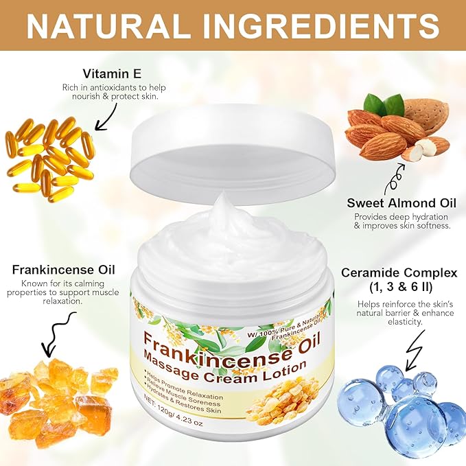 Frankincense Balm for Foot/Muscle/Joint Support, Body Massage, Anti-oxidant, Anti-Aging, Deep Hydration & Moisturization|4.23 Oz/120 G
