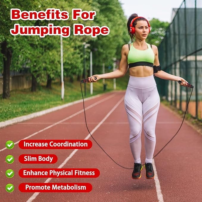 20 Pack Weighted Jump Ropes with Steel Cable - Tangle-Free Speed Skipping Ropes with Comfortable Foam Handles for Fitness Workouts, Gym Training, Home Exercise (Red, Blue, Black, Green)