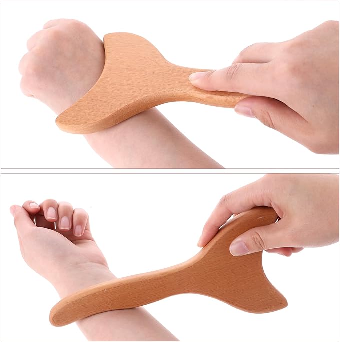 Gua Sha Wood Therapy Massage Tool for Lymphatic Drainage, Cellulite Removal, and Body Sculpting - One-Handed Anti-Cellulite Massager for Muscle Tension Release