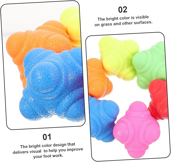 BESTonZON 6pcs Reaction Balls for Fitness Hexagonal Training Balls TPR Material for Home Gym