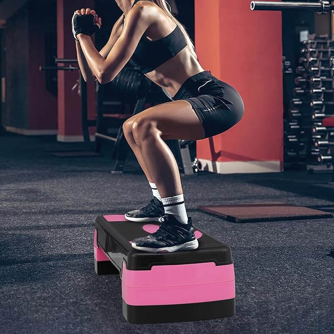 MADOG Aerobics Stepper Platform with 4/6/8 inch Height Stackable Risers