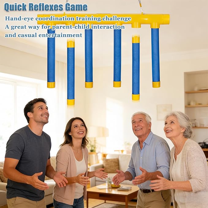 Reflex Challenge Game, 3 Adjustable Drop Stick Game, Reflex Game Falling Sticks for Hand Speed Challenge, Reaction Time & Hand Eye Coordination Training, Catching Sticks Game