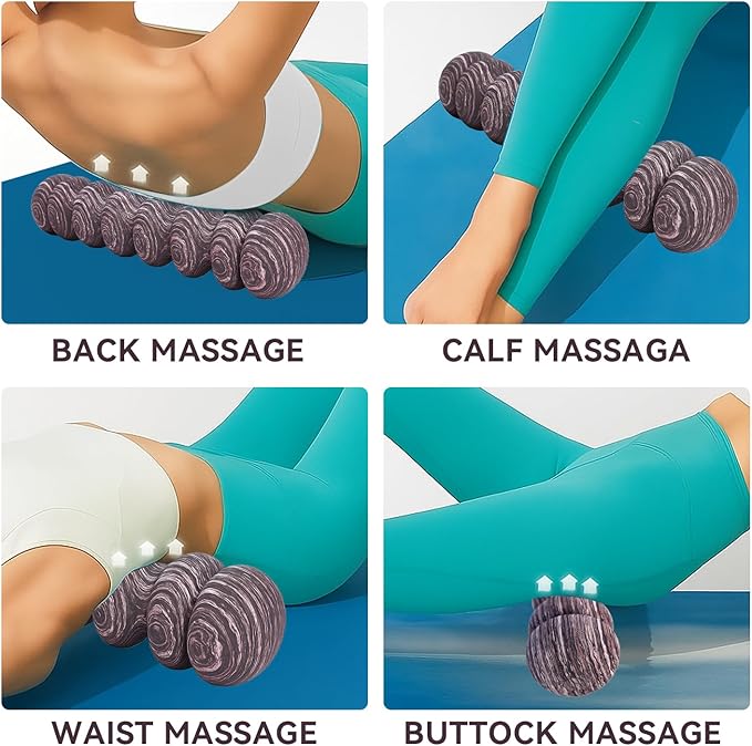 High-Density Foam Roller for Deep Muscle Massage of Legs & Back, Releases Muscle Pain, Pilates Fitness Yoga Pillar （Purple Wave）