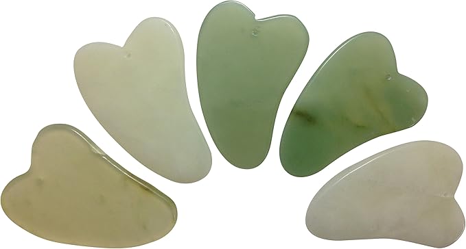 Jade Stone Heart Gua Sha & Massage Cream Kit by Jadience: Myofascial Therapy Tool | Muscle Joint Topical Analgesic | Natural Tension Relaxer for Body Pain Relief & Skin Conditions