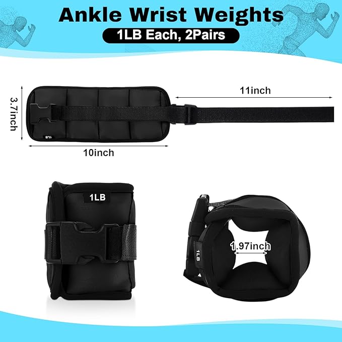 2 Pairs Ankle Wrist Weights for Land or Aquatic Exercise Aqua Cuffs Aqua Aerobics Fitness Bands for Ankle and Wrist Adjustable Weights for Swimming Pool Workout Equipment