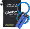 WOD Nation Attack Speed Jump Rope : Adjustable Jumping Ropes : Unique Two Cable Skipping Workout System : One Thick and One Light 11 Foot Cable : Perfect for Double Unders : Men and Women