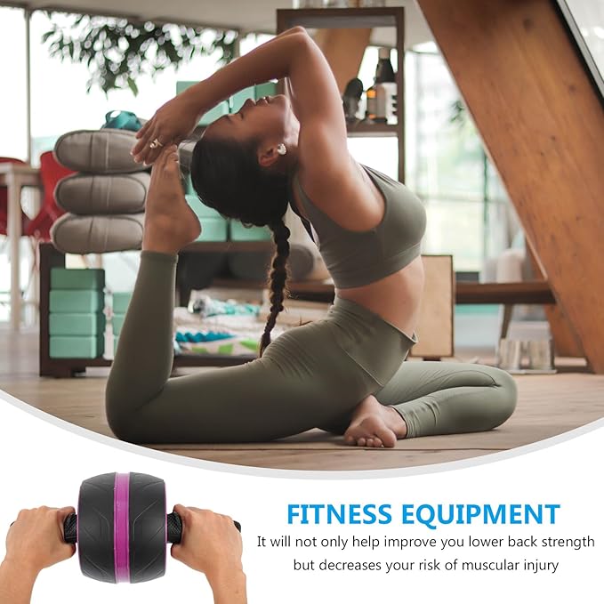 PRETYZOOM Automatic Rebound Ab Roller Wheel for Home Gym Core Strength Training Non-slip Abs Fitness Equipment for Men and Women Silent Exercise Roller for Abdominal and Back Workouts
