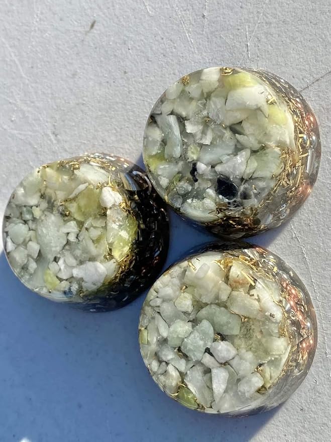 Jade Orgone Generator Energy Accumulator 528Hz/7.83Hz/Advance Harmonics Many Beautiful Ingredients and Colors! (Jade)