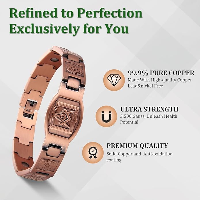 Magnetic Bracelet and Ring Set for Men, 99.99% Pure Copper Jewelry, Adjustable Cross & Celtic Knot Design, Gift for Dad