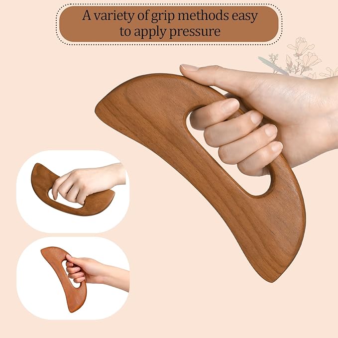 Wooden Cellulite Massager, Body Guasha Tool Lymphatic Drainage Massager Muscle Scraper Back Massage Tool Relieve Muscle Fatigue, Body Gua Sha Paddle Anti Cellulite Tool for Women and Men