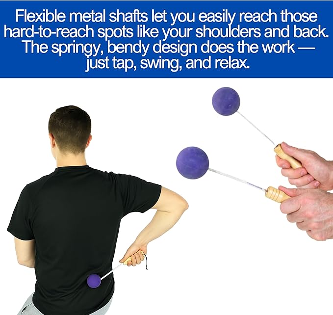 Bongers Handheld Percussion Massage Tool – Deep Tissue Trigger Point Tapping Sticks for Whole Body Pain Relief & Muscle Relaxation (Blissful Blue)