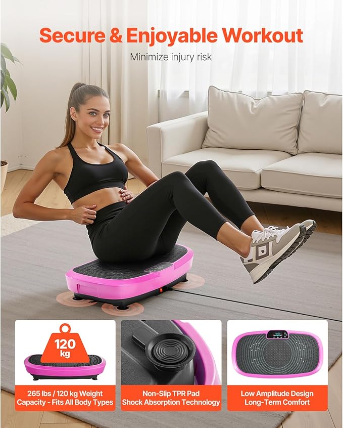 Happybuy Vibration Plate Exercise Machine - A Pink - Hued Fitness Marvel for All! This Full - Body Shaker, Equipped with Magnetic acupoints, is Perfect for Lymphatic Drainage and Weight Loss.