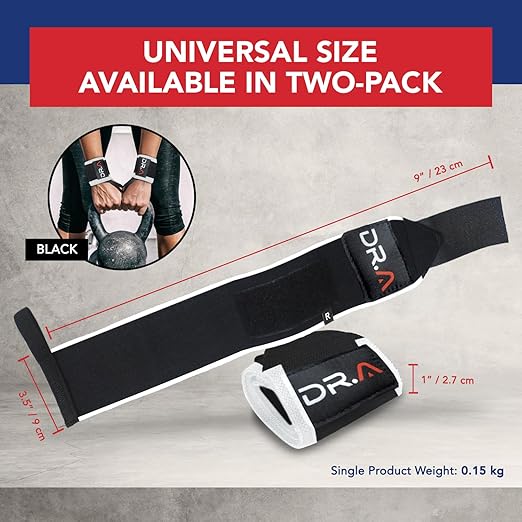 Dr. Arthritis Weight Lifting Wrist Wraps with Thumb Loop, Heavy-Duty Wrist Straps for Weightlifting, Hybrid Training, Olympic Lifts & Calisthenics, Non-Slip Gym Wraps for Men & Women (Black&White)