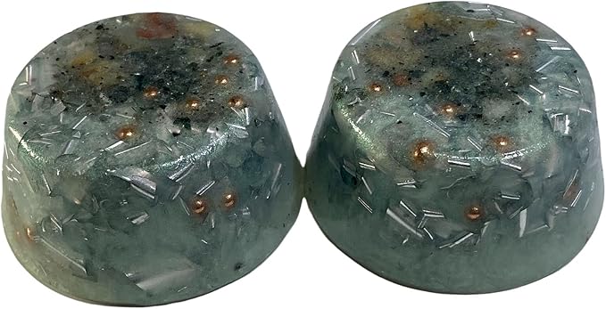 2 Pearl Green Small Tower Buster Crystal Orgone Generator Energy Accumulator 528Hz/7.83Hz/Advance Harmonics Many Beautiful Ingredients and Colors!! (Pearl Green)