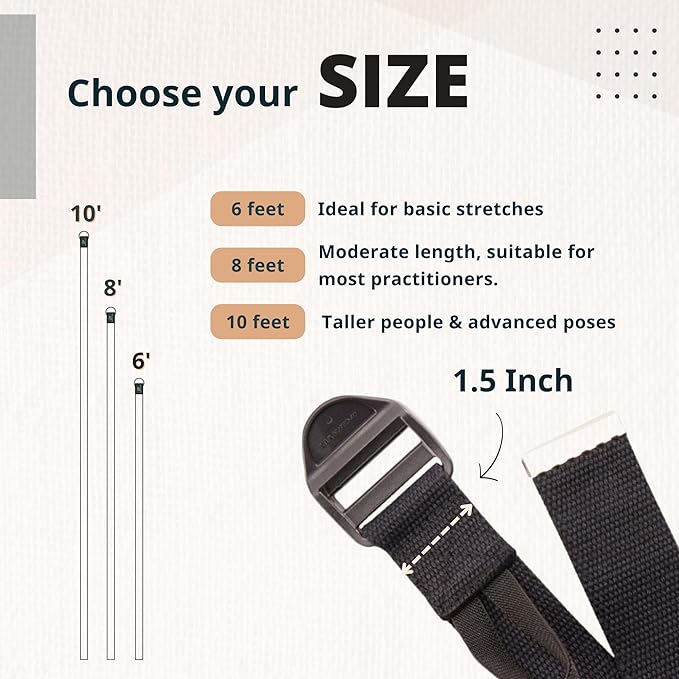 Everyday Yoga Super Strong Strap, Quiet Cinch Buckle, Stretching & Physical Therapy Fitness, Improve Flexibility