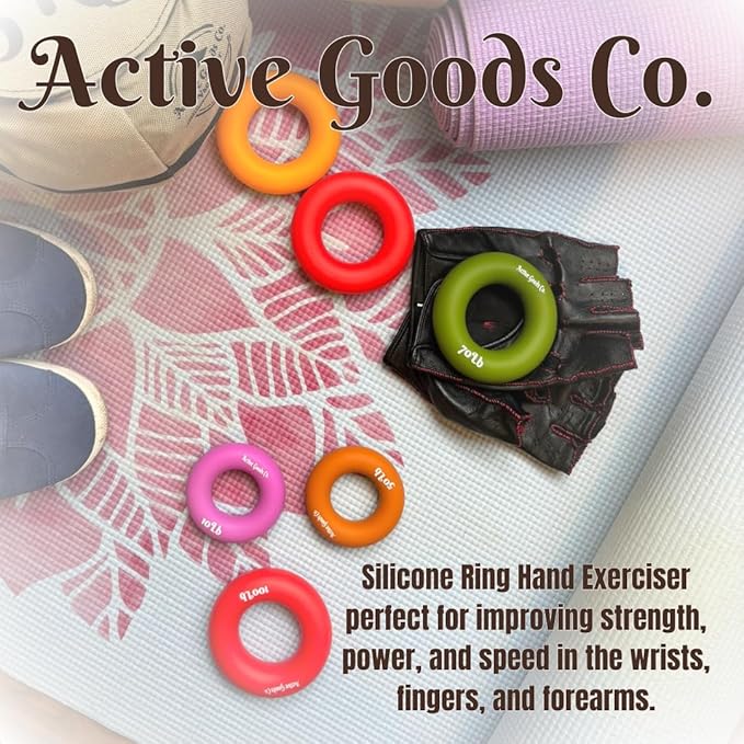 Hand Exerciser - PROFESSIONAL GRADE, Set or Single, Different Sizes. Visit to see more! Bague classique en silicone parfaite pour améliorer la force, la puissance et la vitesse dans les poignets.
