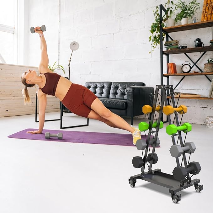 Kipika Heavy Duty 3 Tier Dumbbell Rack Multifunctional, Weight Rack for Dumbbells, Home Gym Equipment, Suitable for Storage of Dumbbell, Kettle Bell, Barbell Plate, Barbell Bar