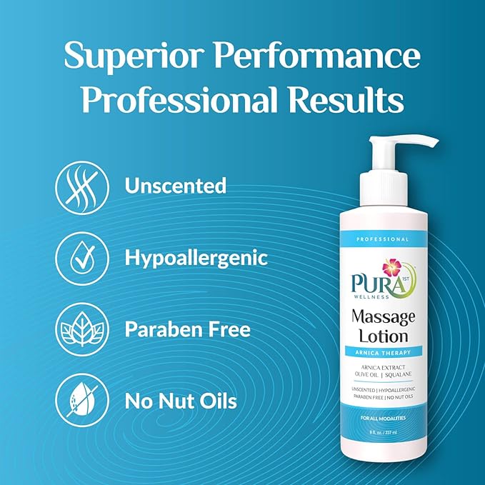Arnica Therapy 8 Fl oz Massage Lotion, Arnica Extract, Professional, Massage Therapy, Deep Tissue, Unscented, Hypoallergenic, Natural Ingredients, Skin Hydrating, Moisturizing, for Bruising