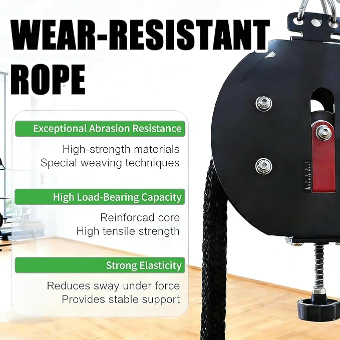 Endless Rope Trainer - Suspension Endless Rope Pulley, Adjustable Resistance Trainer Machine, Closed-Loop Nylon Rope, Cable Machine Home Gym for Grip, Arms Training Red