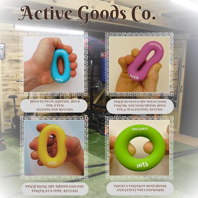 Hand Exerciser - PROFESSIONAL GRADE, Set or Single, Different Sizes. Visit to see more! Bague classique en silicone parfaite pour améliorer la force, la puissance et la vitesse dans les poignets.