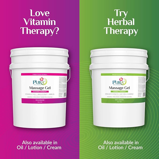 Herbal Therapy 5 Gallon Massage Gel, Aloe Vera, Professional, Massage Therapy, Deep Tissue, Unscented, Hypoallergenic, Natural Ingredients, Skin Hydrating, Moisturizing, Muscle Relief