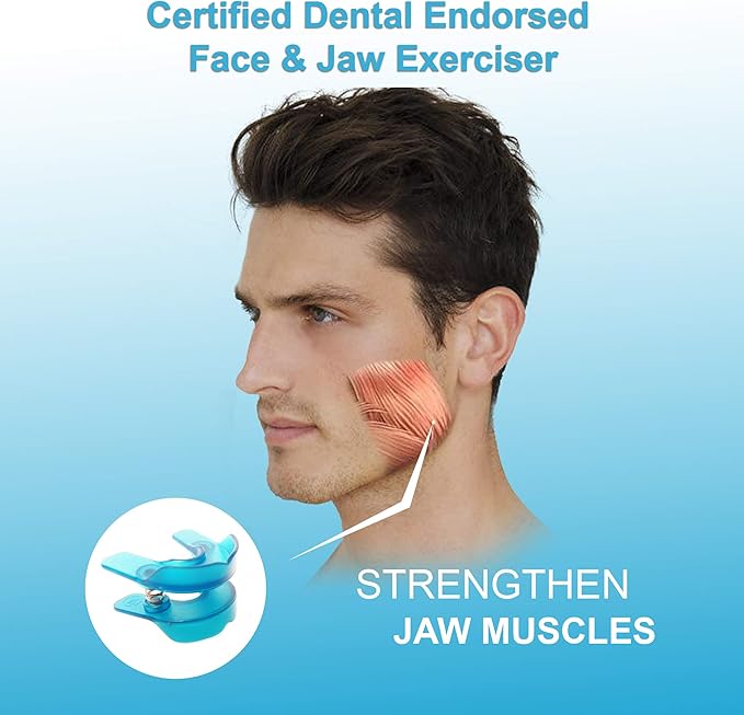 Jawline Exerciser & Face Exerciser for Women & Men - Device & Tool for TMJ and Jaw Exerciser for Facial Fitness to Strengthen Facial Muscles, Remove a Double Chin & Facial Toning - Clear