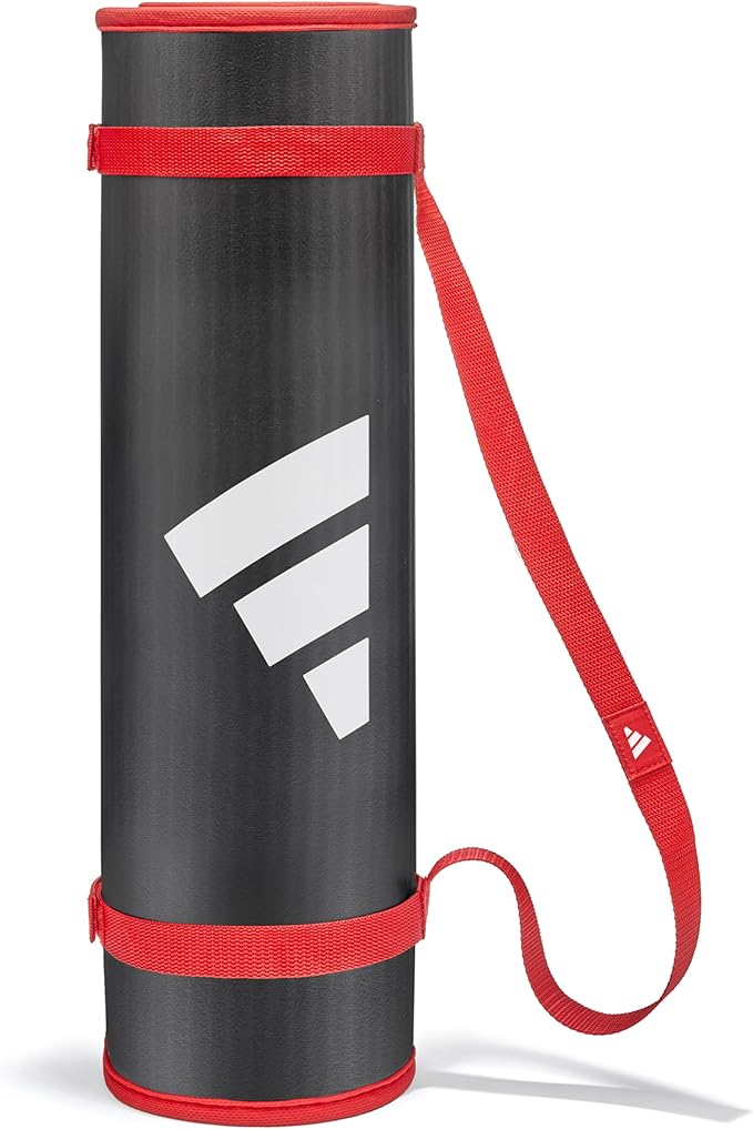 adidas 10mm Extra Thick Training Mat with Carrying Strap and Non-Slip Textured Base - Cushioned Workout Mat for Home Gym, Floor Workouts, and Intense Exercises - Portable and Durable