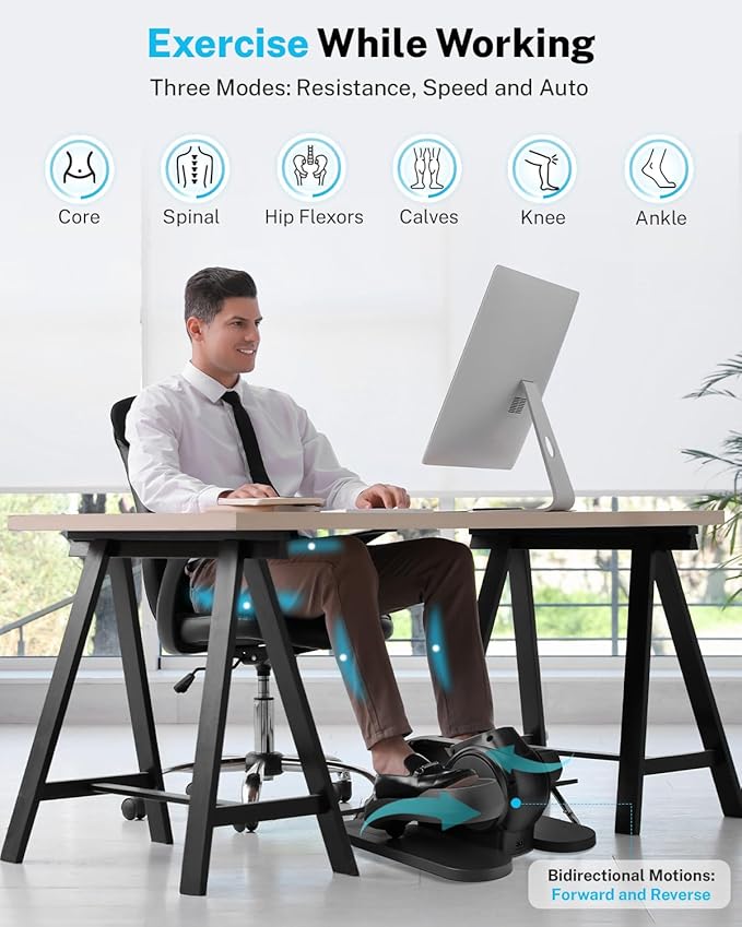 Gonex Under Desk Elliptical Exercise Machine Electric Sitting Seated Leg Pedal Exerciser with Resistance for Seniors Elderly Home 3 in 1 Mini Equipment with Remote 10 Manual Resistance 10 Auto Speeds