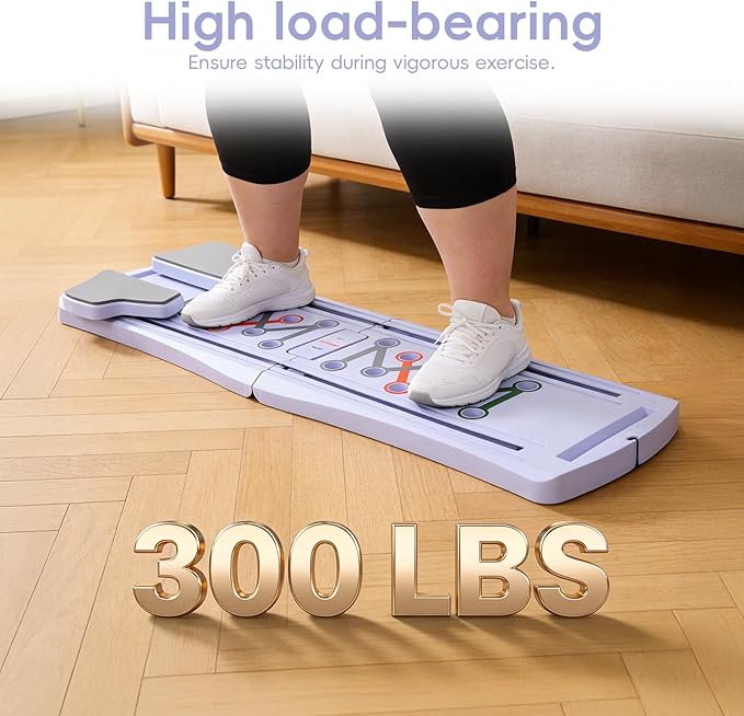 Pilates Board for Home Workout, Portable Pilates Reformer Set Multifunctional Ab Trainer with Resistance Bands Phone Support 300lbs Capacity Foldable for Women Full Body Workout