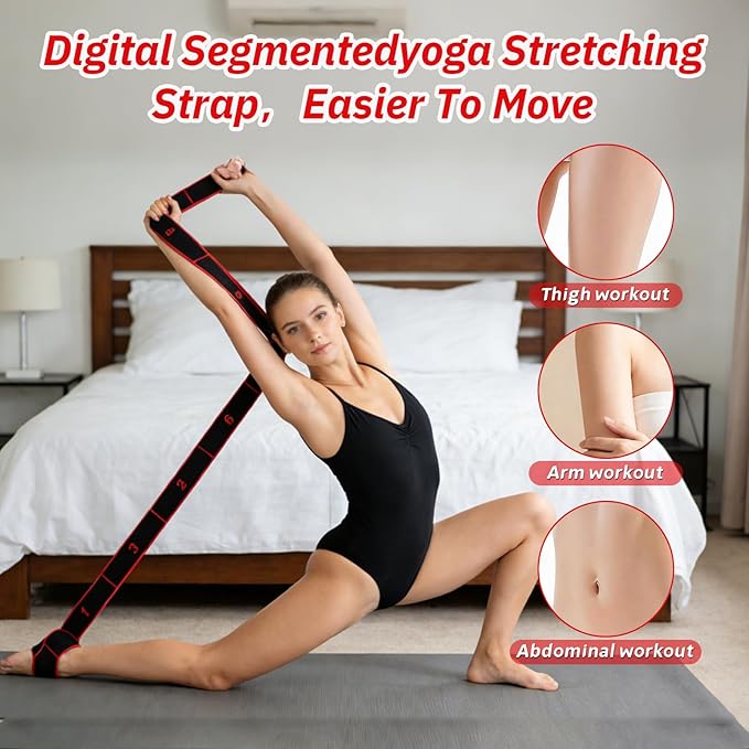 Elastic Exercise Bands with Handles, Adjustable Strength for Home Gym, Stretching, Yoga & Pilates, Non-Slip Puller Straps for Full Body, Glutes & Legs Workout