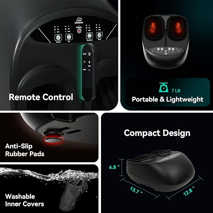Snailax Foot Massager with Heat, Remote Control, Shiatsu Heated Foot Massager Machine with Deep Kneading, Rolling, Compression, Vibration, Size 13