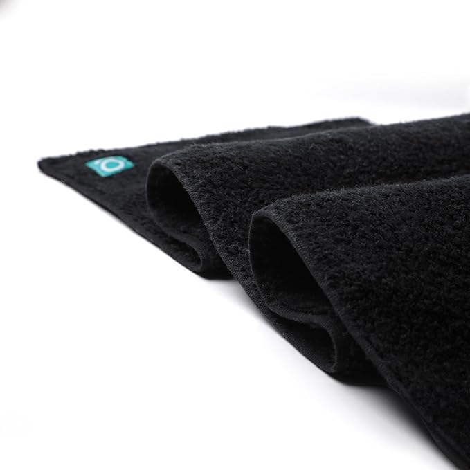 FACESOFT Eco Friendly Gym Towel for Working Out - Soft and Absorbent Cotton Exercise - No Synthetic Microfibers or Plastics - Sweat Towel for Gym, Fitness, Sports, Yoga - Black - 1 Pc