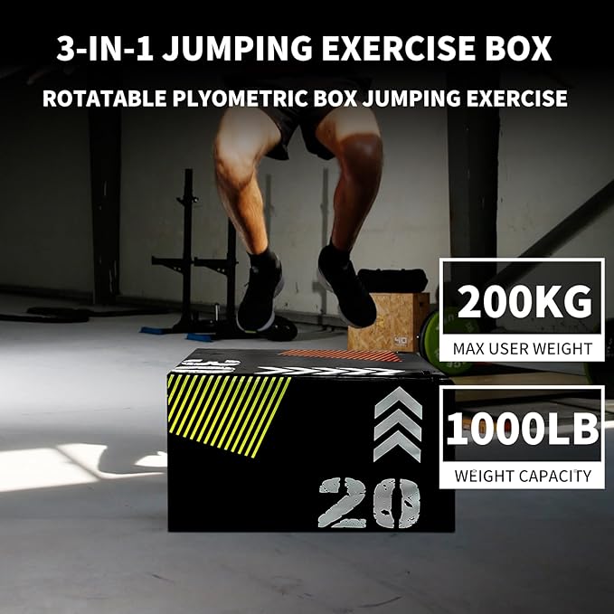 GarveeLife Plyometric Jump Box, Heavy-Duty Steel Plyo Boxes with Rubber Pad for Home Gym, Jump Platforms Step Up Box, Jump Trainers Conditioning Strength Training with Sizes 12", 18", 24", 30"