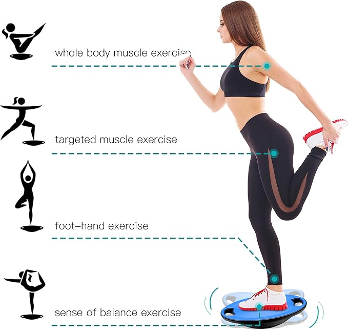EVERYMILE Wobble Balance Board, Exercise Balance Stability Trainer Portable Balance Board with Handle for Workout Core Trainer Physical Therapy & Gym No-Skid Surface