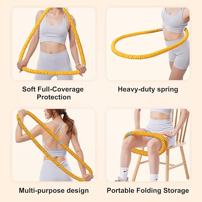 3.2lbs Soft Spring Weighted Fitness Hoop for Adults, Hula-Inspired Core Workout Hoop, Portable & Quiet, Pinch-Free Waist Exercise Design
