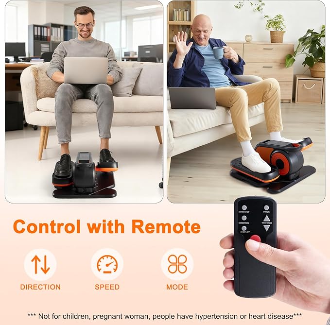 OLIXIS Under-Desk Elliptical Machine–Compact & Quiet Mini Pedal Exerciser with Adjustable Speed, LED Display, Portable Fitness Solution for Home or Office Workouts
