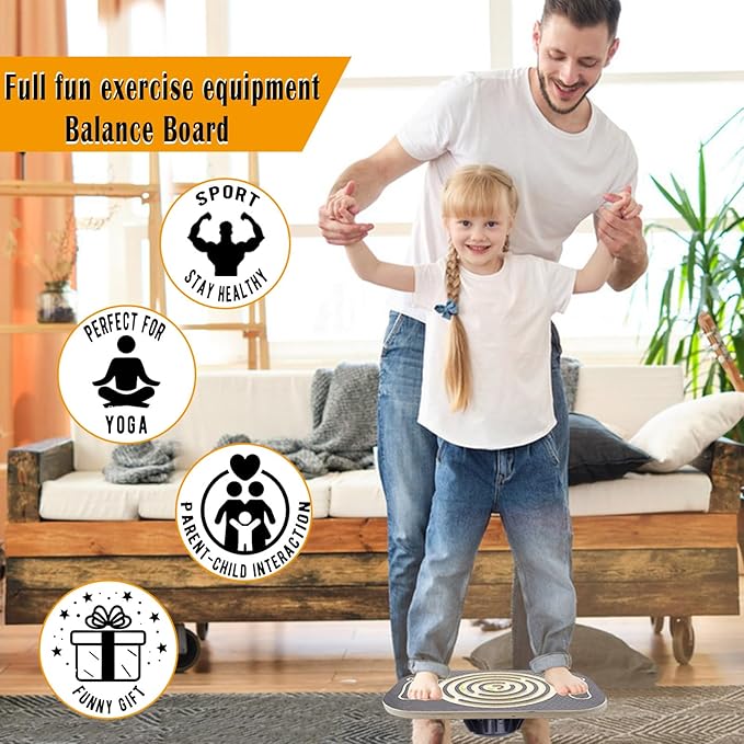 Wooden Balance Board Maze, Wobble Balance Board for Kids and Adults, for Core Strength Training, Leg Workout, Physical Therapy, Fitness, Skateboarding with Labyrinth