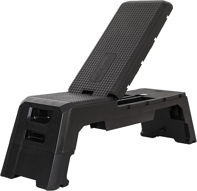 HolaHatha Compact Portable Aerobic Step Platform Exercise Fitness Equipment, Cardio Stepper with Adjustable Height for Home Gym