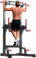 DlandHome Power Tower Pull Up Bar Station, Heavy Duty Adjustable Height for Home Gym Strength Training Equipment 330LBS Weight Capacity, Pull Up Dip Station