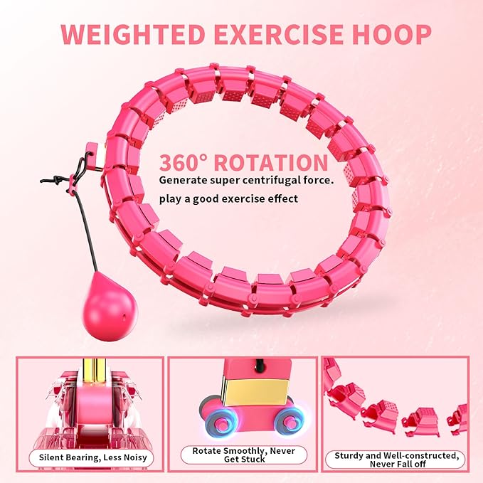 65 Inch Adjustable Fitness Waist Hoop – 32 Detachable Links, Quiet Non-Drop Fitness Tool for Adults Weight Loss, Plus Size Exercise Hoop for Women & Beginners