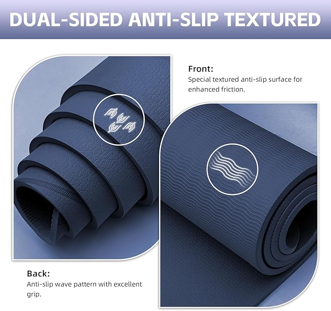 Large Yoga Mat Thick, 76"x32"x0.31"Wide POE Exercise Mat with Non-Slip Surface & Carry Strap, Anti-Tear Workout Mat for Yoga, Pilates, Fitness