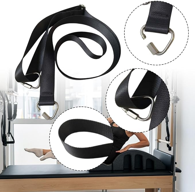 Pilates Equipment Strap Pilates Reformer Belt Adjustable with Rings Core Bed Accessories Exercise Strap for Workout Adults