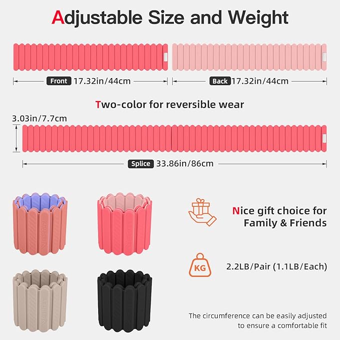 Abahub Wearable Wrist & Ankle Weights Set of 2, Stackable Magnetic Weighted Bracelet for Women, Waterproof Silicone Arm Leg Weights for Home Gym Workout, Running, Yoga & Pilates