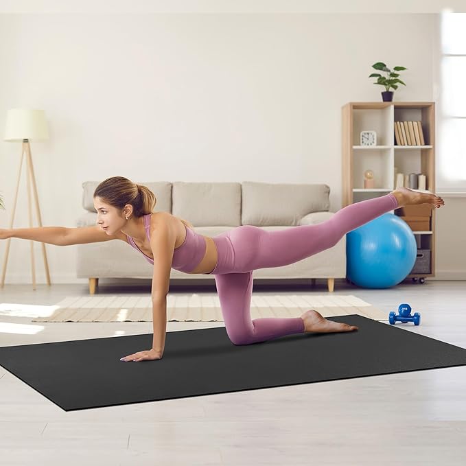 VEVOR Large Exercise Mat, 12'x6'/10'x6'/9'x6'/8'x6'/8'x5'/7'x5'/6'x4' (7mm) Extra Thick, Non Slip High Density Premium Workout Mat, Exercise Yoga Mat for Men & Women, Fitness & Exercise Mat with Bag & Carry Strap, for All Types of Home Yoga, Pilate & F...