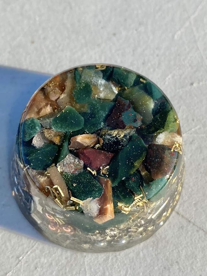 Blood Stone Orgone Generator Energy Accumulator 528Hz/7.83Hz/Advance Harmonics Many Beautiful Ingredients and Colors! (Blood Stone)